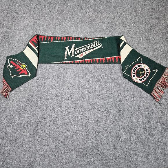Unbranded Other - Minnesota Wild Scarf Green Red Spelled out Logo State of Hockey Evergreens NHL